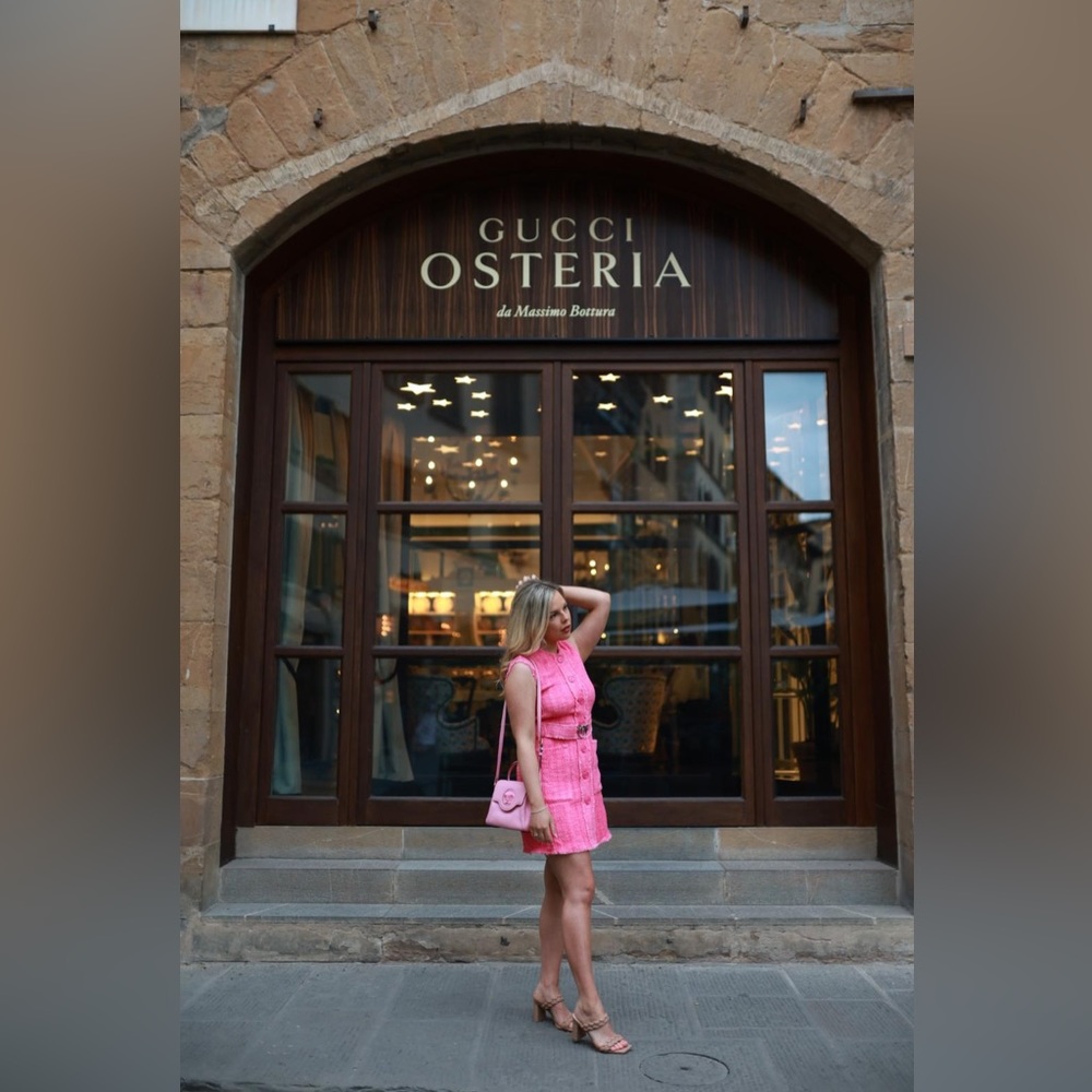 Pink tweed dress